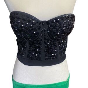 Black Gem Studded Corset Bustier Size 32C